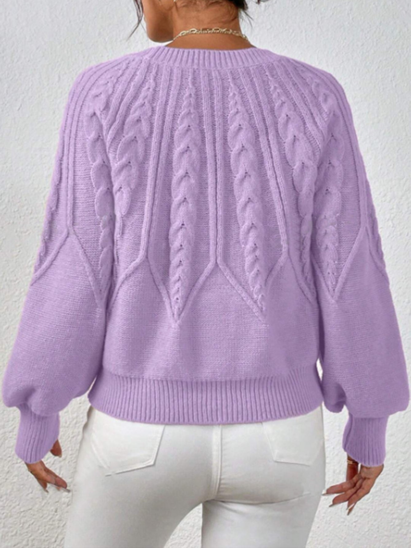 Casual Pullover Chic Knit Lantern Sleeves & Ruffle Detail Sweater