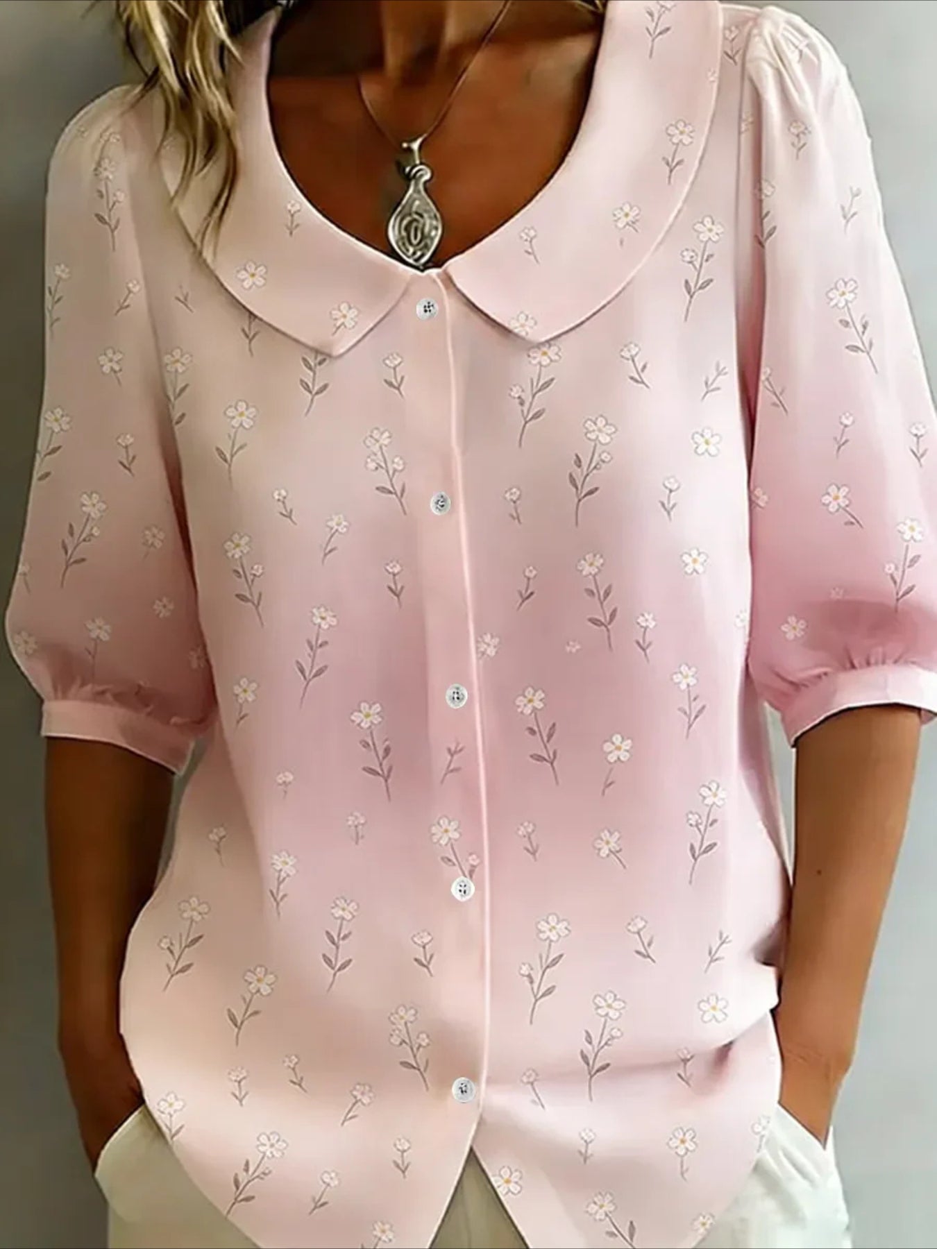 Crew Neck Short Sleeve Patterns Regular Shirt