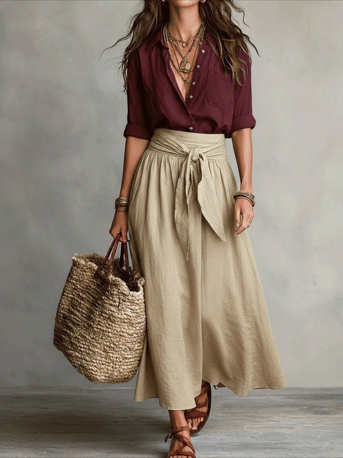 2pcs Color-blocking Casual Fashion Half Length Skirt And Shirt 2pcs Set