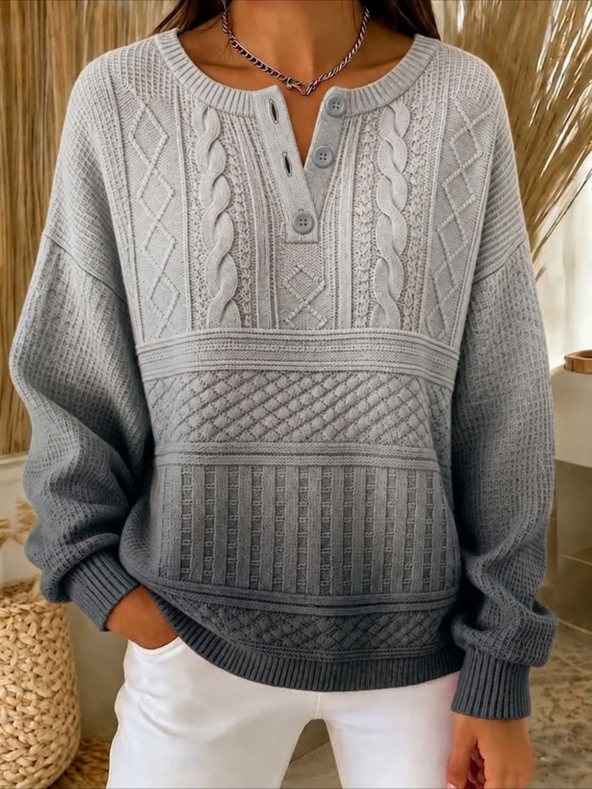Ombre Buckle Regular Fit Casual Sweatshirt