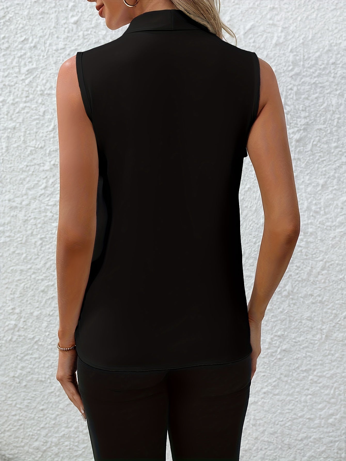 Chic V-neck Blouse, Elegant Sleeveless Top