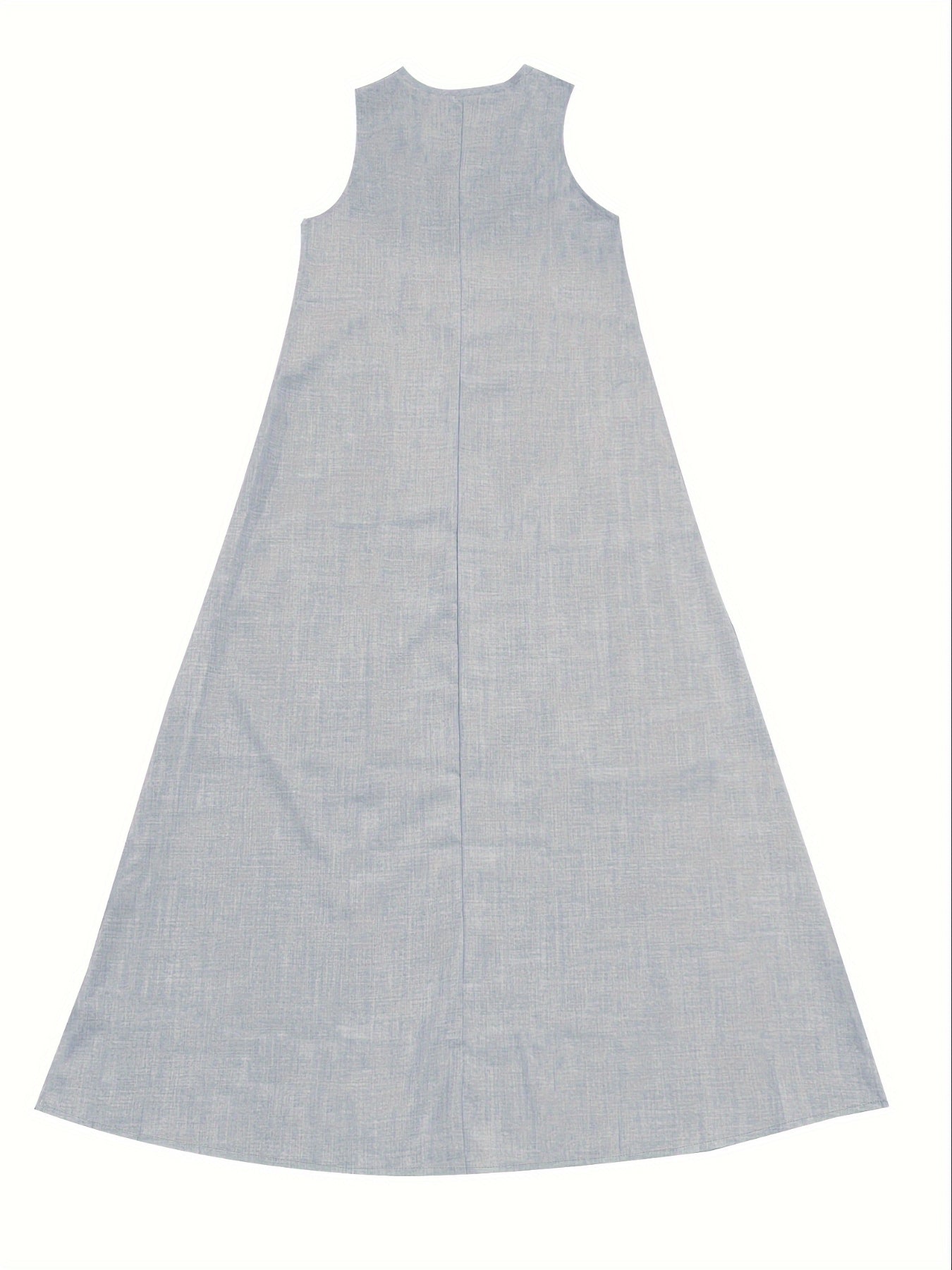 Solid Color V-Neck Maxi Dress, Casual Sleeveless Loose Dress