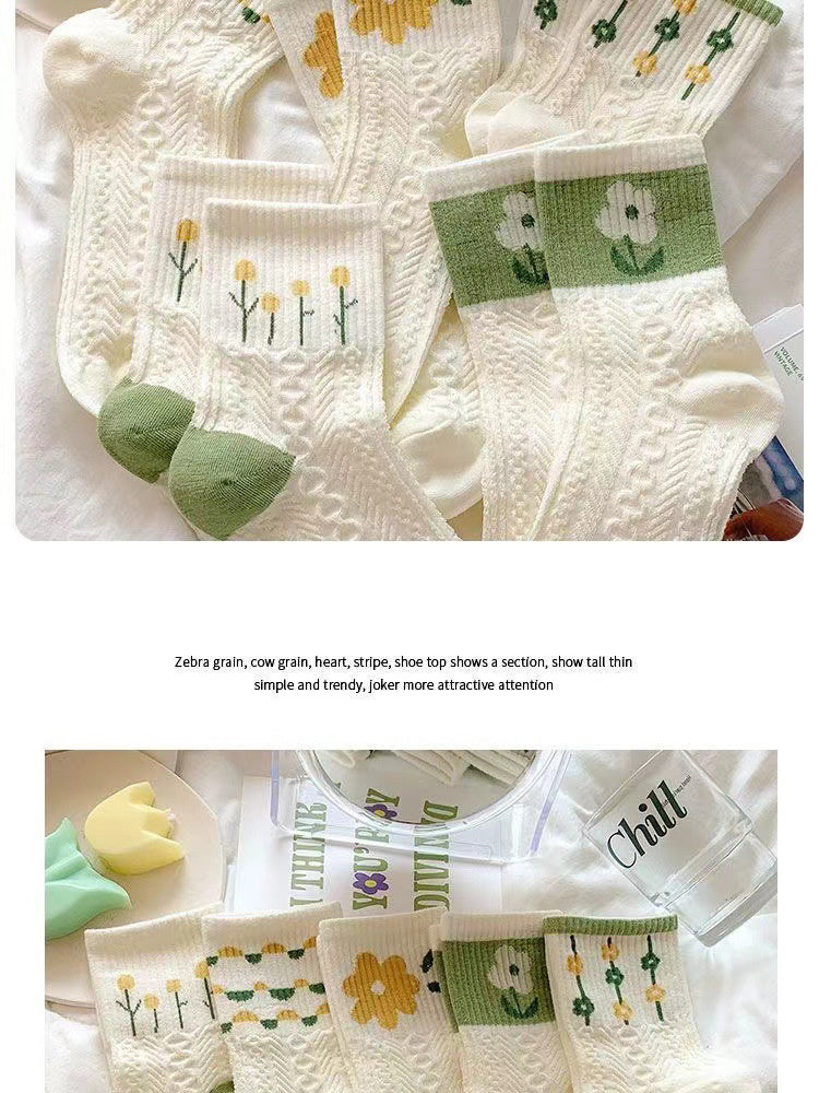 Free Gift Retro Floral Socks , Texture Solid Socks