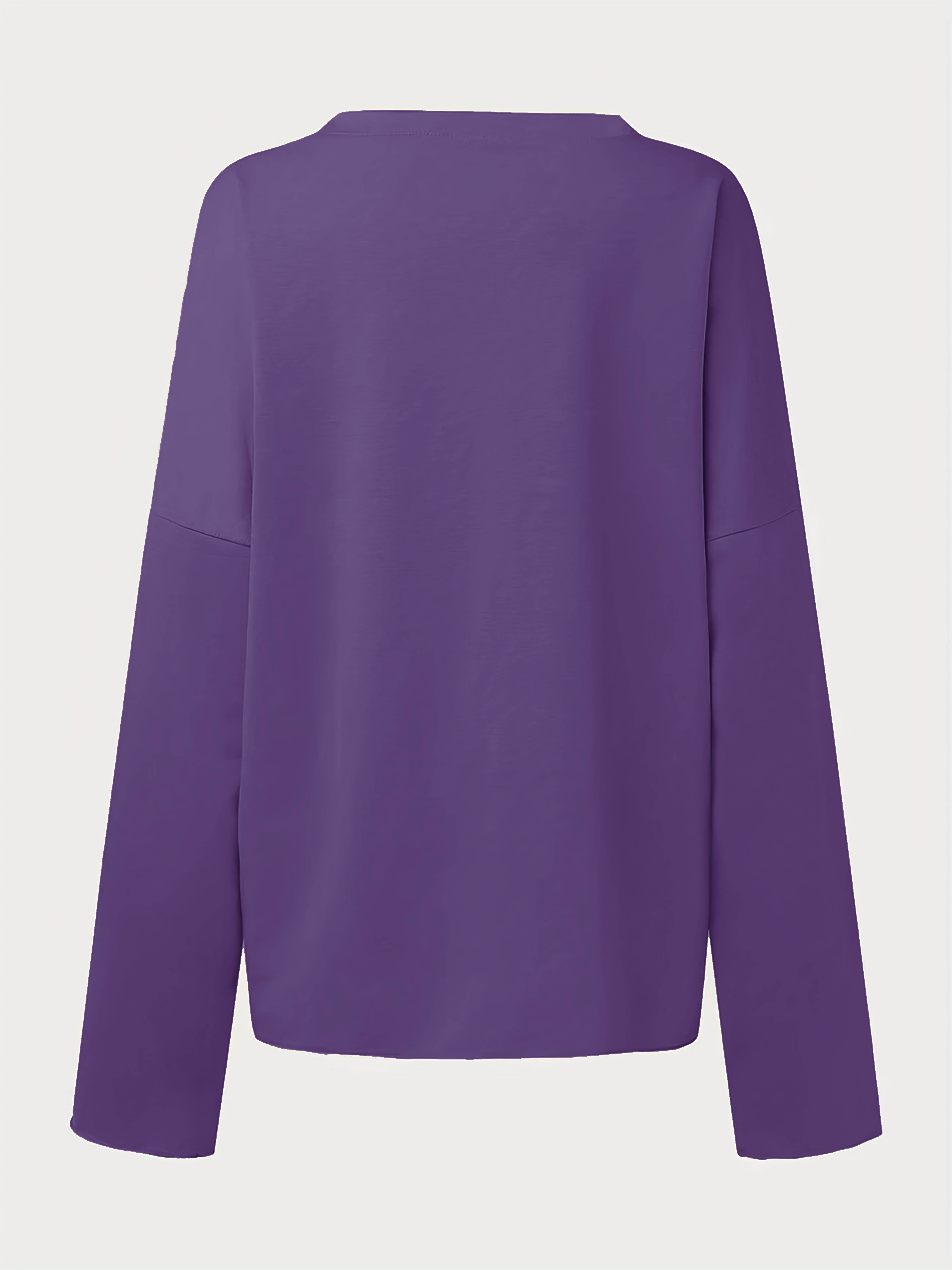 Solid Crew Neck Sweatshirt, Casual Long Sleeve Sweatshirt