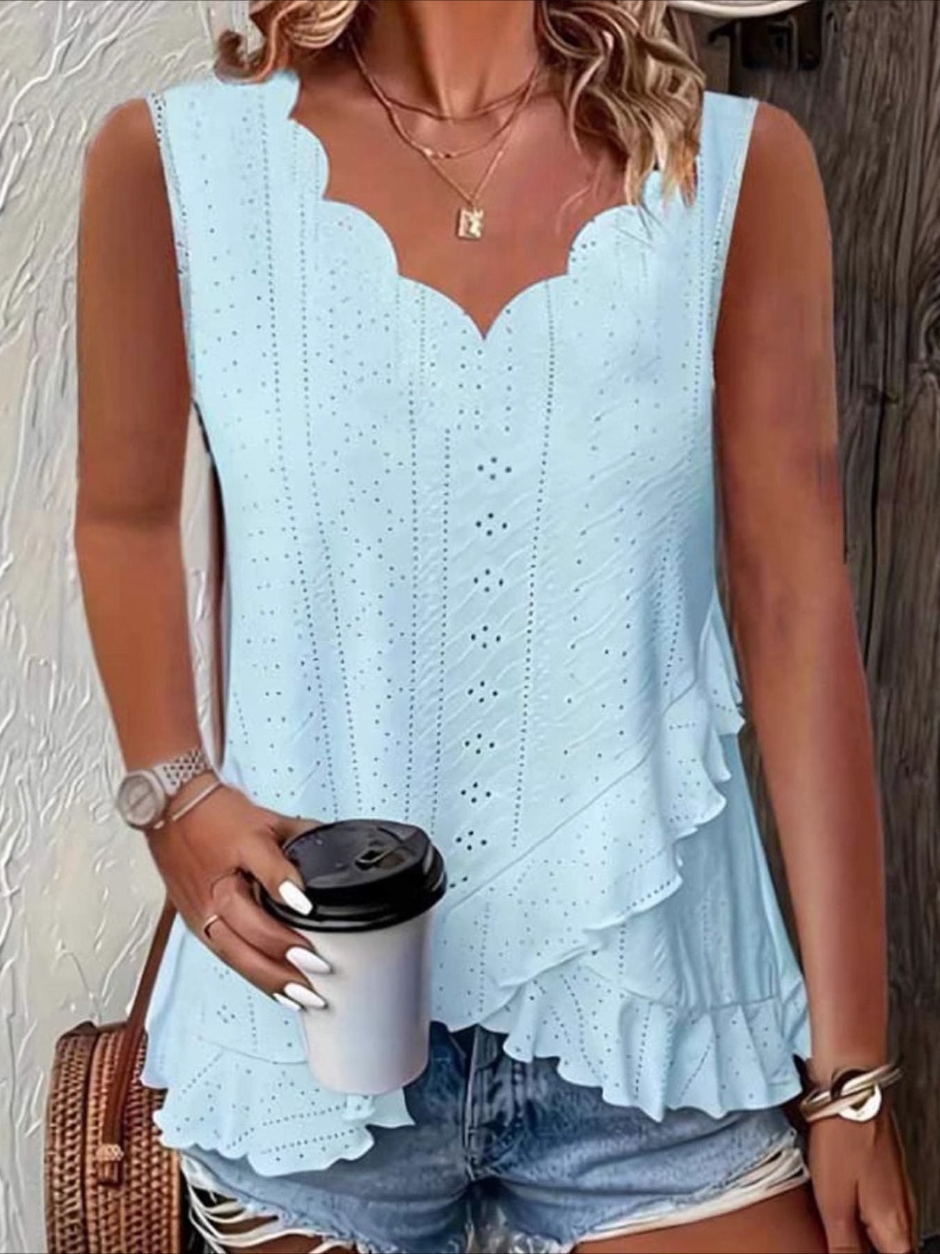 Plain Daily Casual Sleeveless V Neck Regular Tank Top
