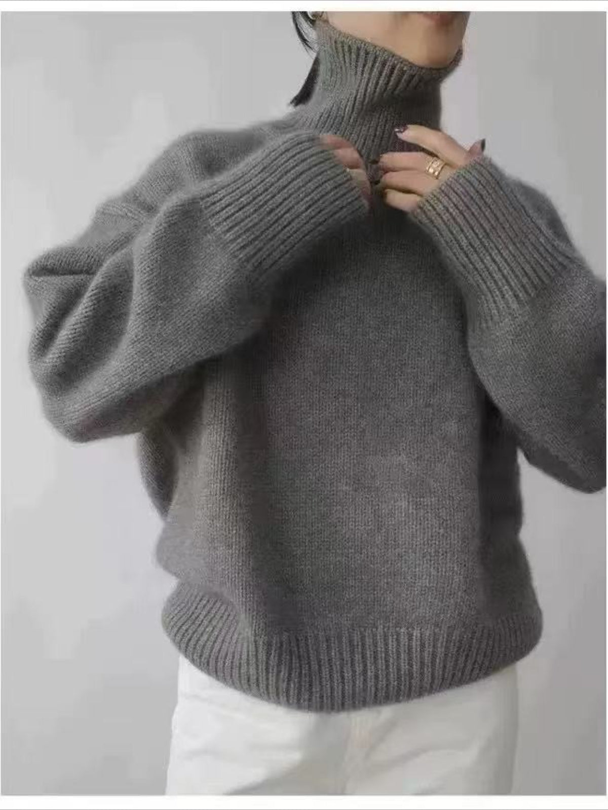 Lazy Style Loose and Versatile Knitted Pullover Sweater