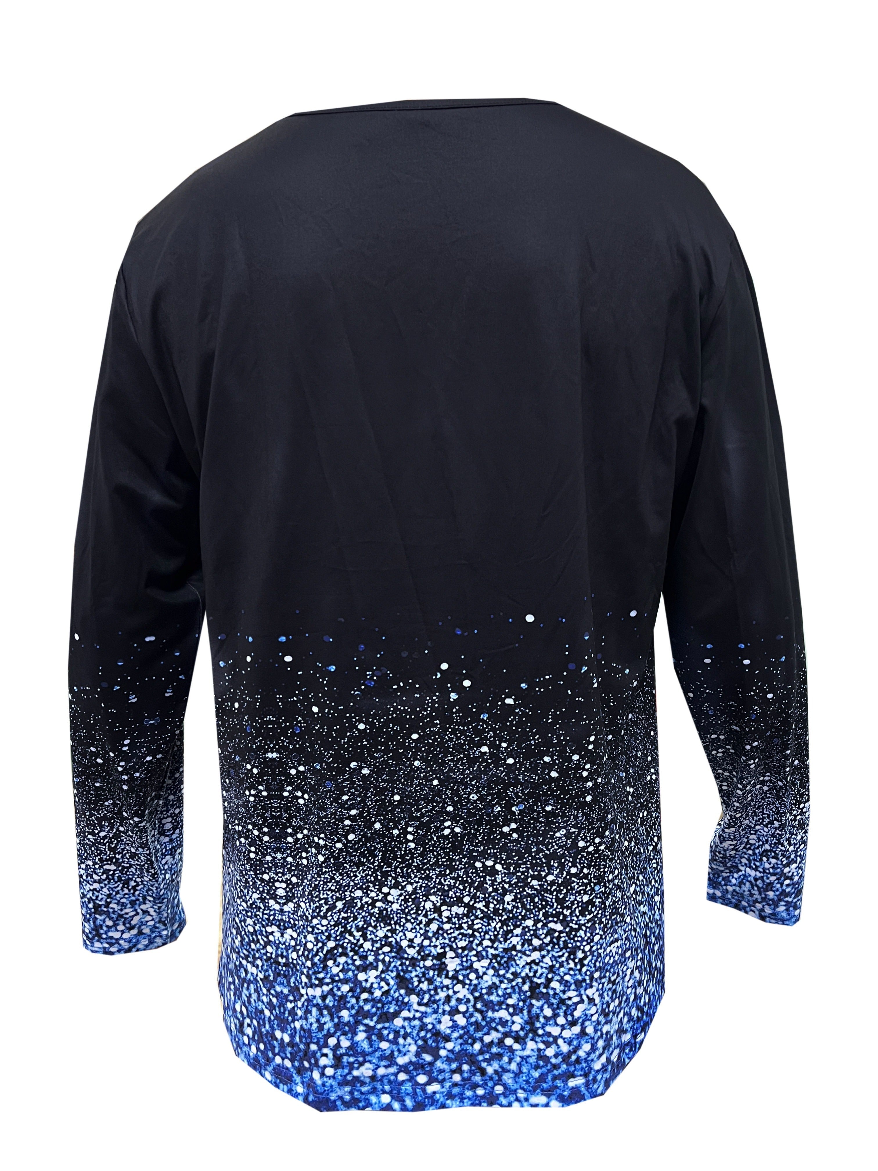 Women's Glitter Snowflake Print Long Sleeve Round Neck Slight Stretch Top