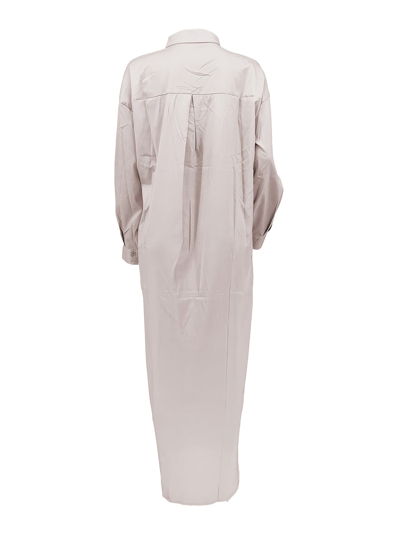 Longline Button Front Shirt, Casual Long Sleeve Shirt