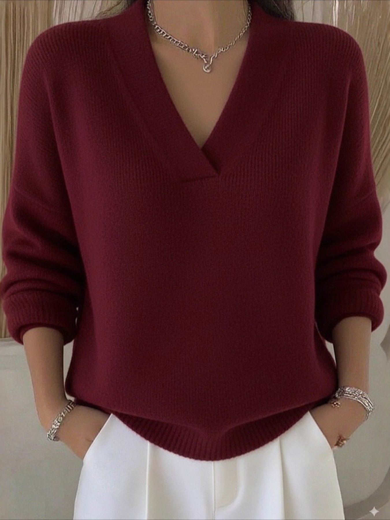 Casual Plain Split Joint Sweater