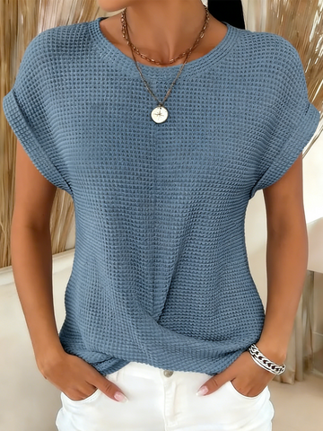 Twist Hem Crew Neck T-Shirt, Casual Short Sleeve T-Shirt