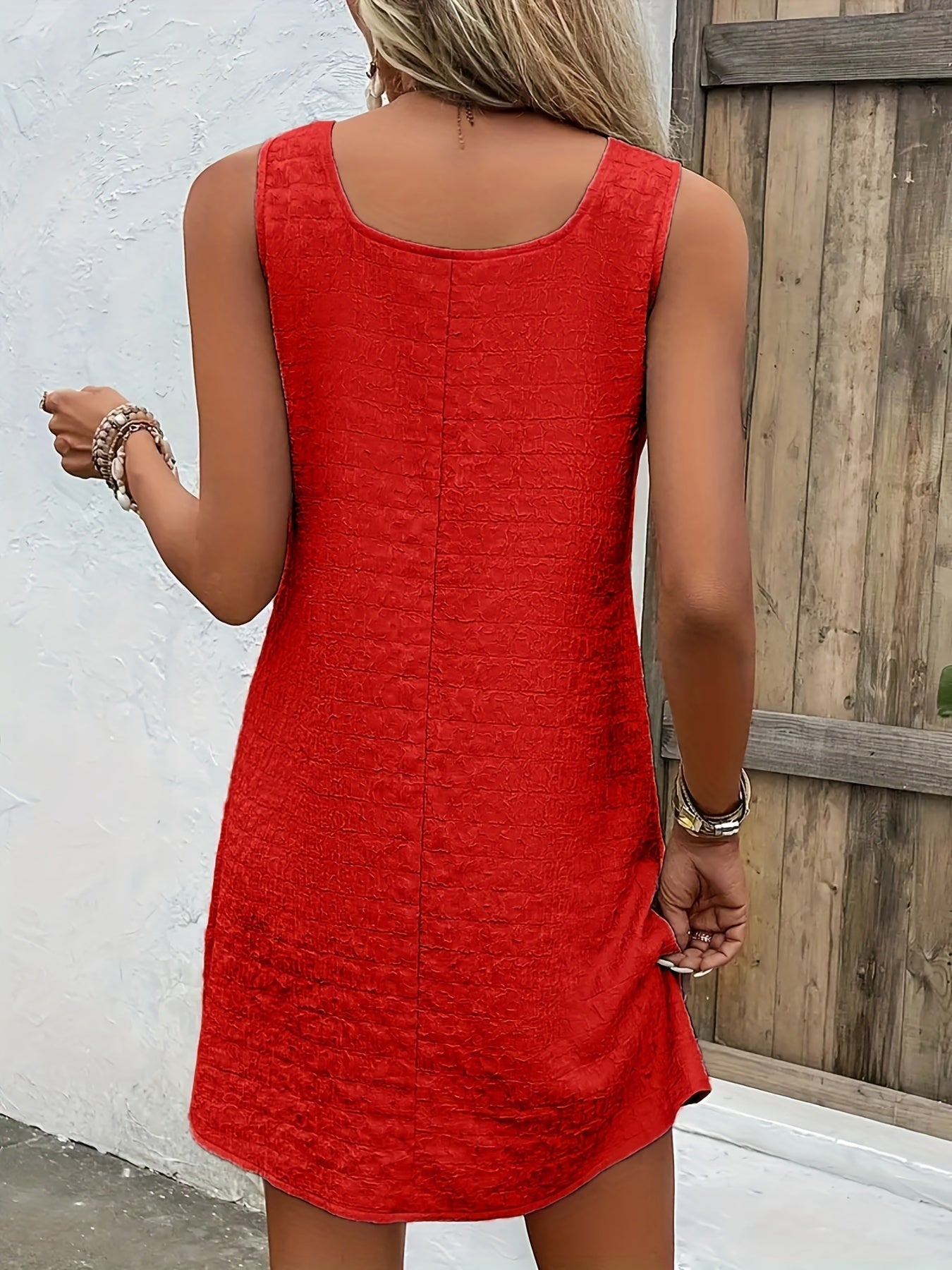 Loose Mini Tank Dress, Sleeveless Casual Dress