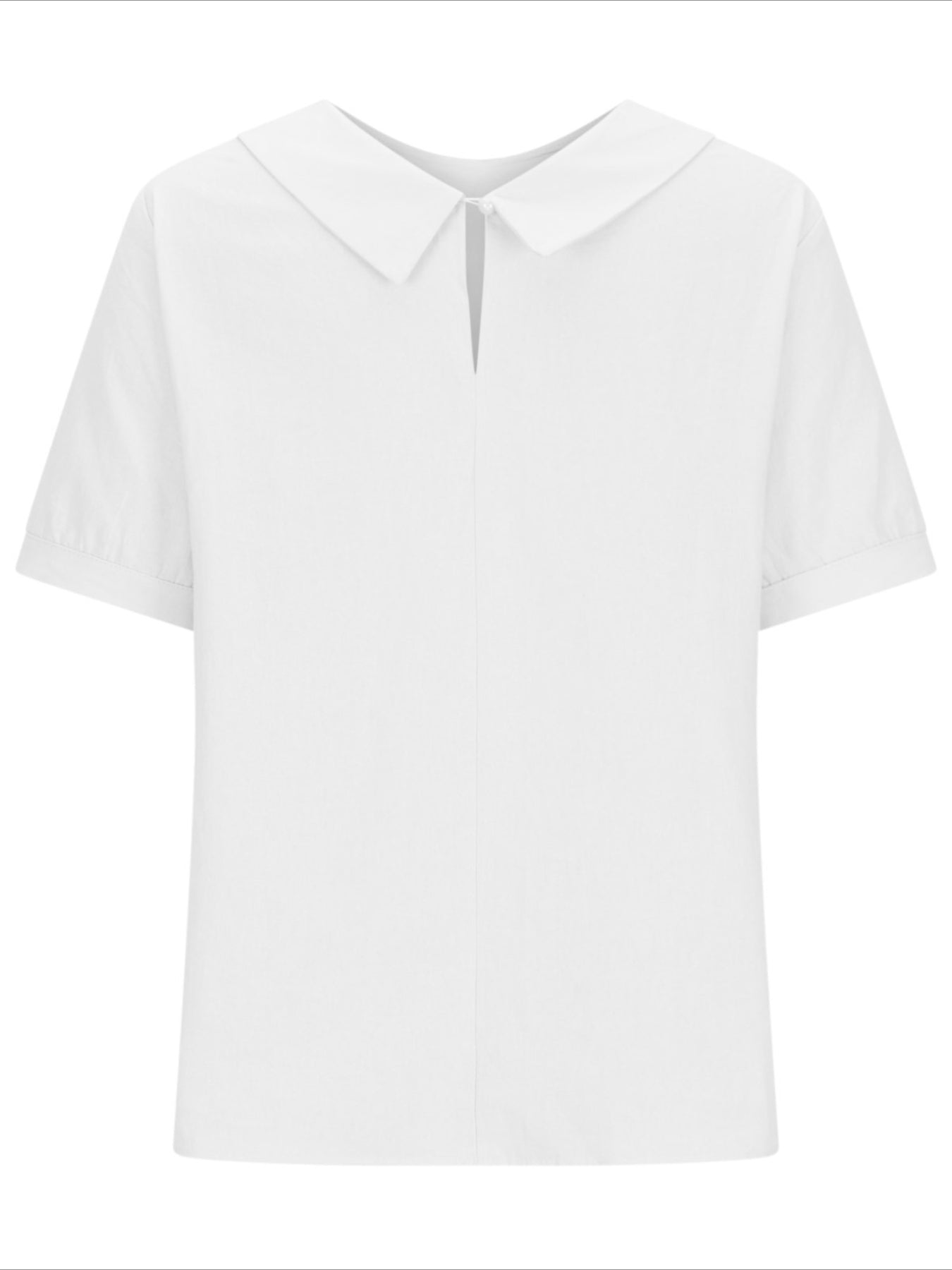 Solid Color Loose Lapel Short Sleeve Cotton Top