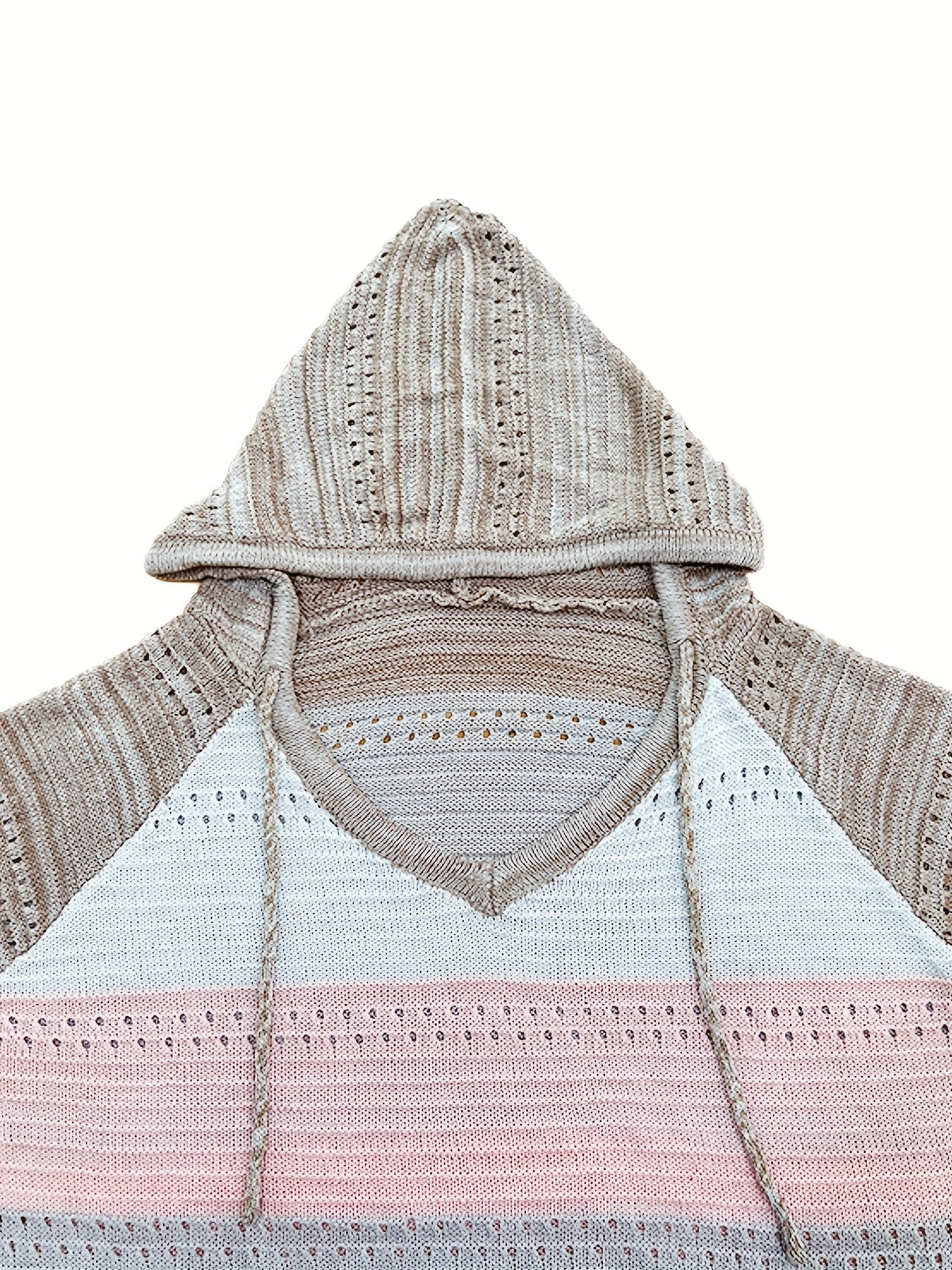 Women's Vacation-Ready Color Block Hooded Knit Sweater