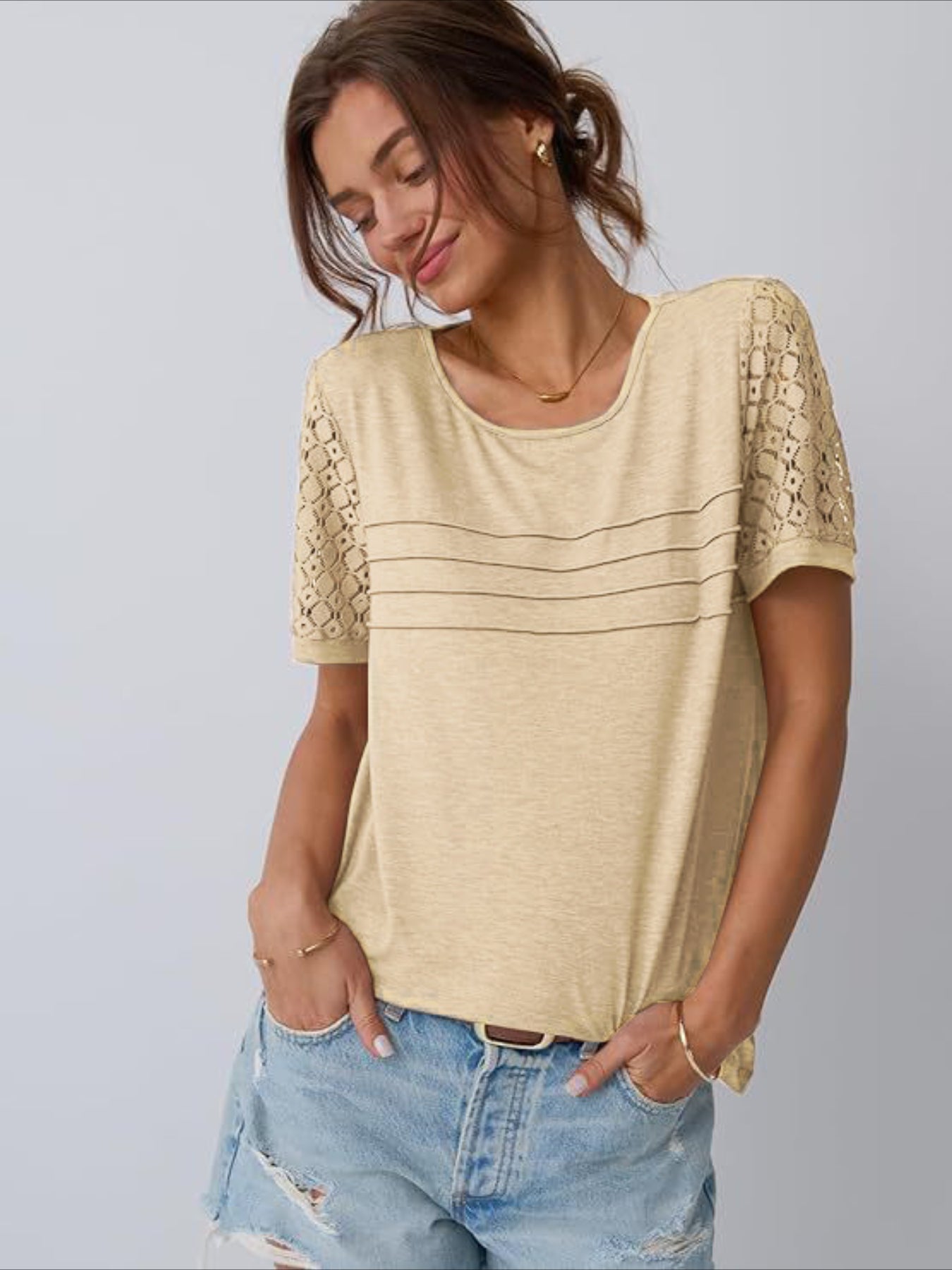 Skeleton Short Sleeve Shirts Lace Tops