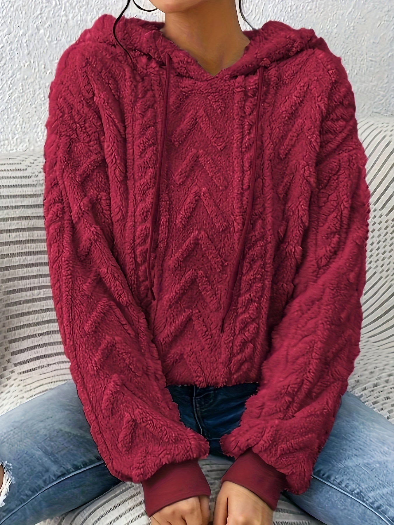 Cozy Fleece Hoodie - Soft Medium Stretch Polyester, Long Sleeve Drawstring, Machine Washable