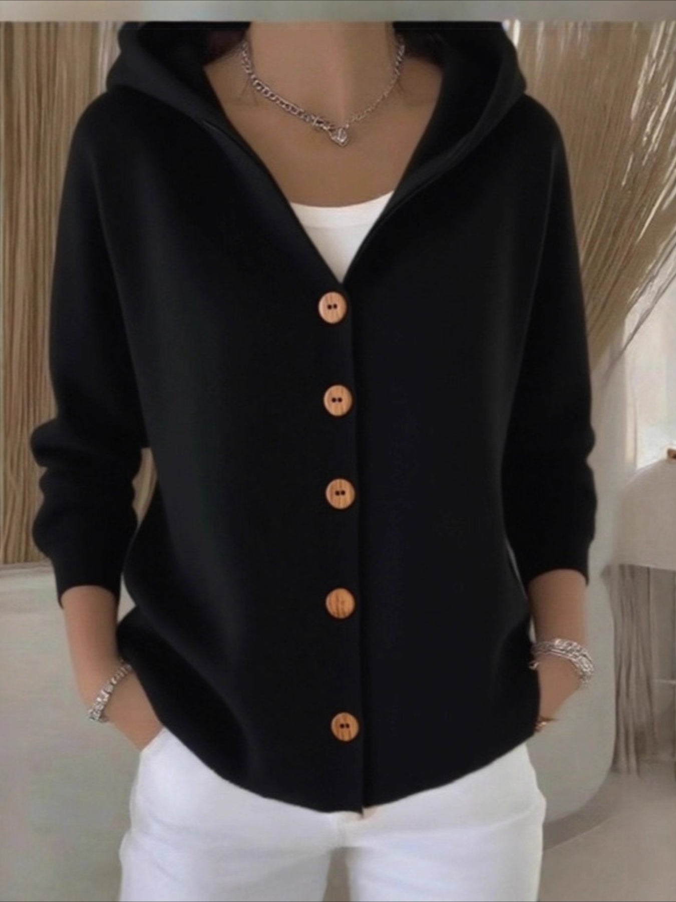 Soft and Comfortable Casual Long-sleeved Hooded Cardigan