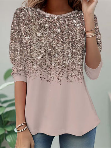 Casual Print Crew Neck Long Sleeve T-shirt