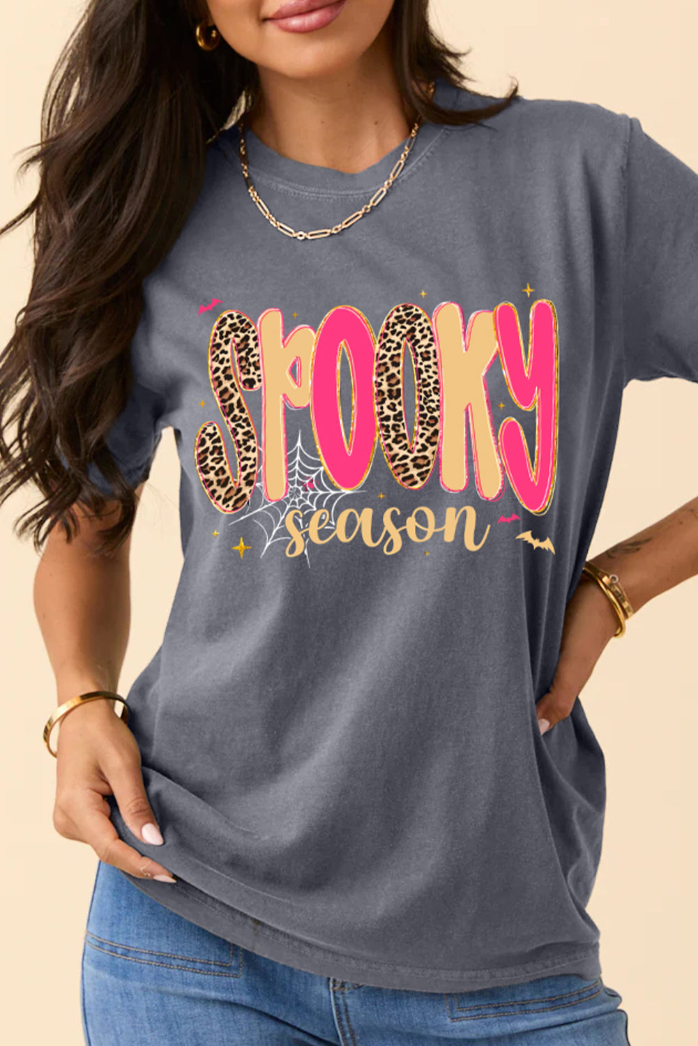 Gray Spooky Season Playful Halloween Graphic T Shirt