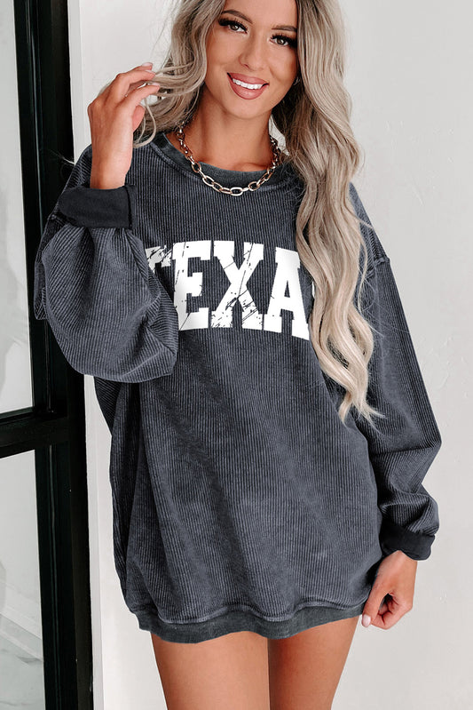 Gray TEXAS Graphic Corded Pullover Sweatshirt
