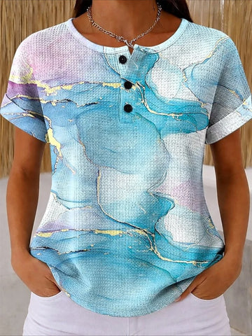 Short Sleeve Loose Geometric Others Vintage T-Shirt