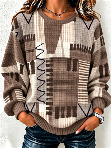 Abstract Geometric Print Casual Crew Neck Regular Fit Sweatshirt