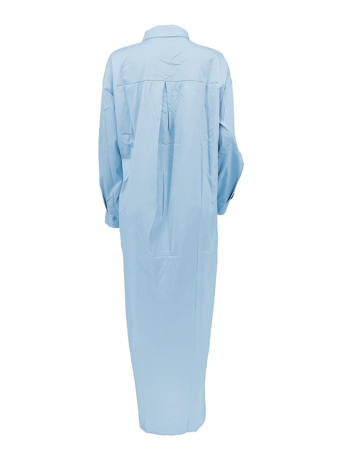 Longline Button Front Shirt, Casual Long Sleeve Shirt