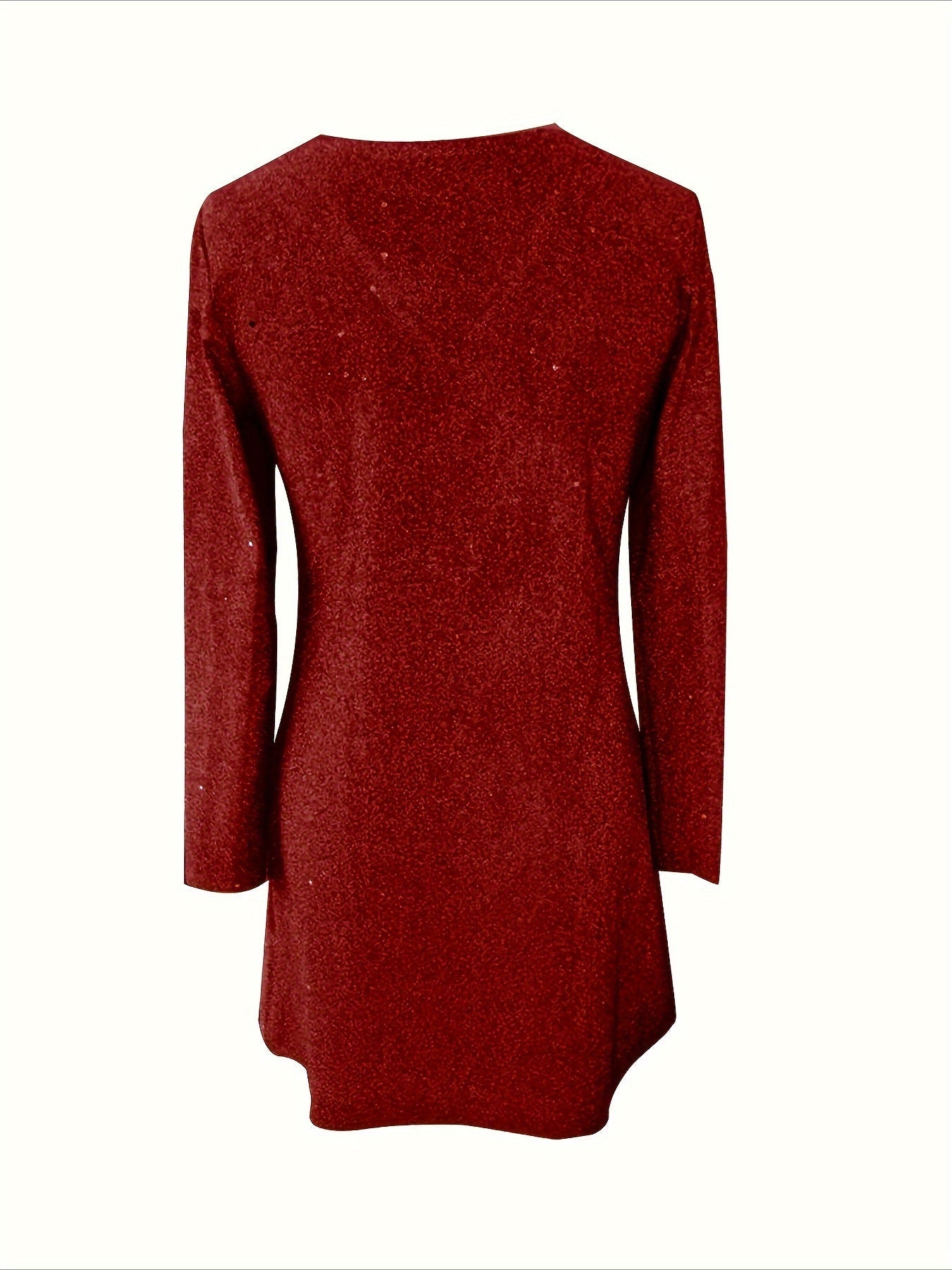 Elegant V-Neck Long Sleeve Sequin Midi Dress