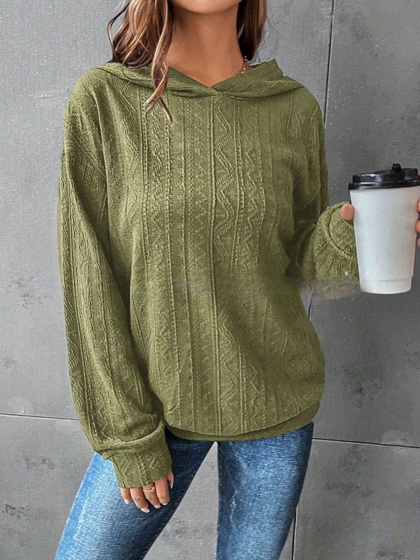 Solid Drop Shoulder Hoodie, Casual Long Sleeve Hoodies Sweatshirt