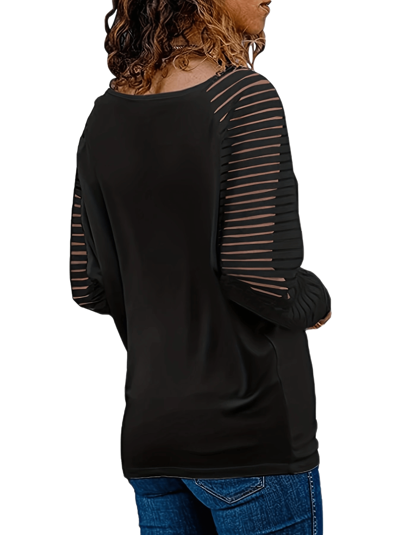Striped Print Long Sleeve T-Shirt, Casual V Neck T-Shirt