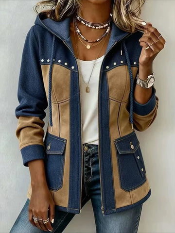 Geometric Long Sleeve Hoodie Vintage Spring/Fall Jacket Outerwear
