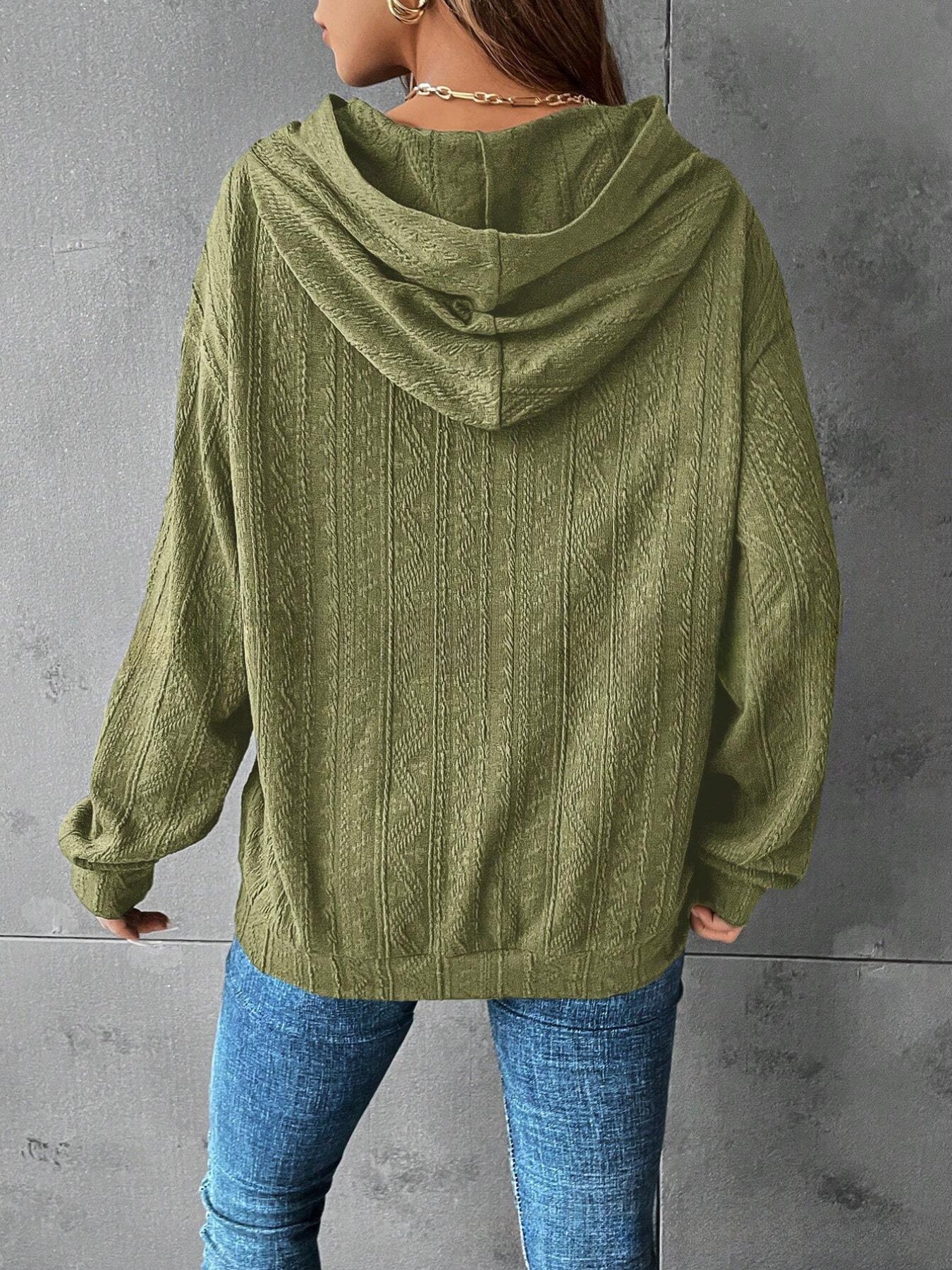 Solid Drop Shoulder Hoodie, Casual Long Sleeve Hoodies Sweatshirt