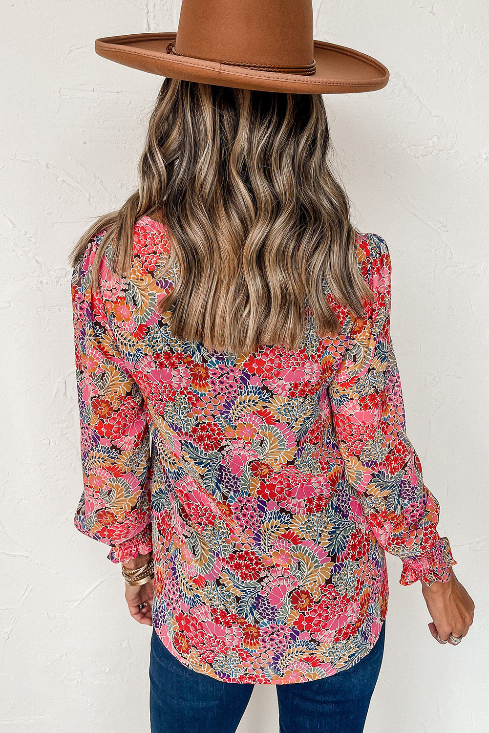 Multicolor Puff Sleeve Floral Blouse