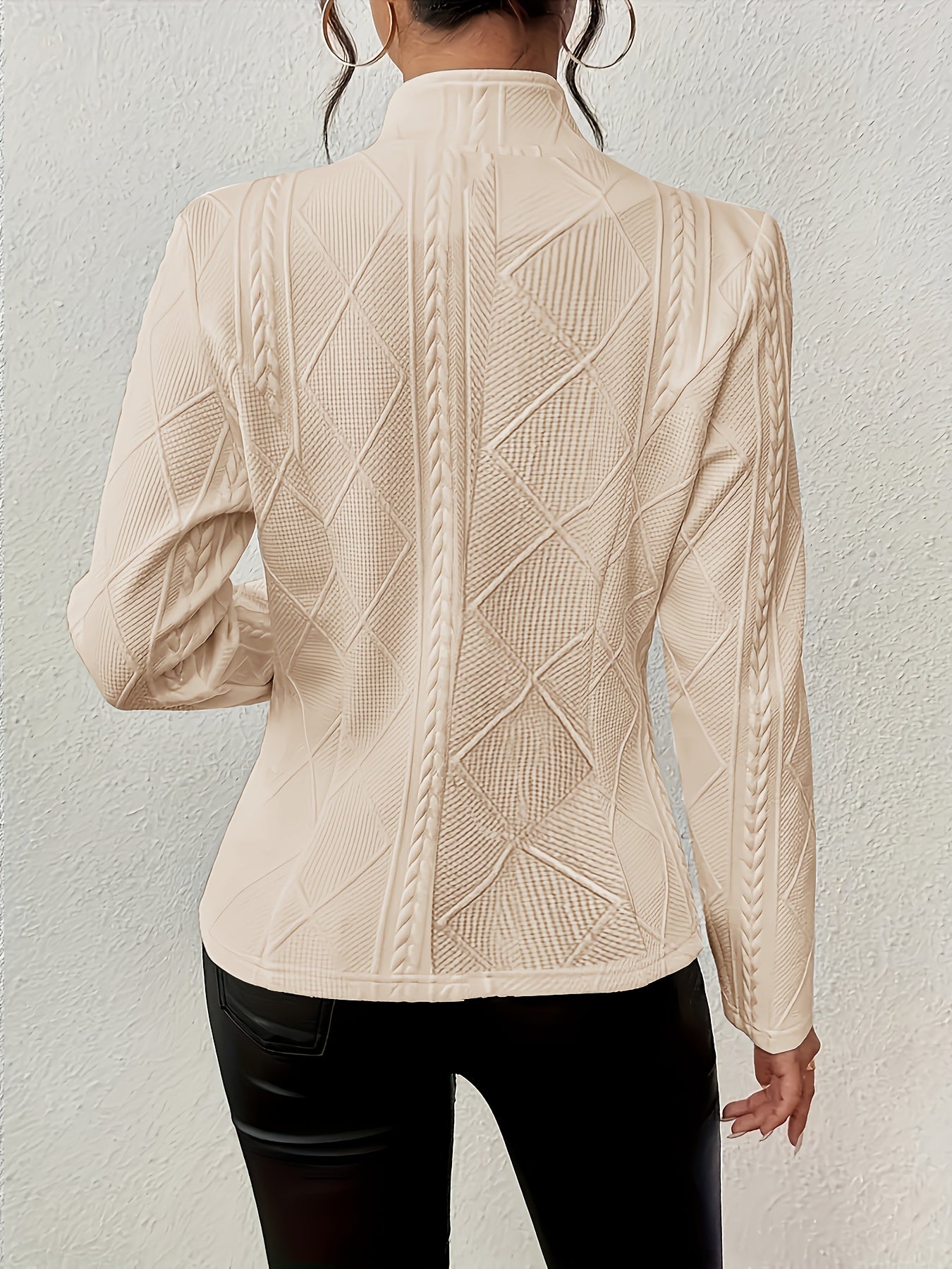 Stylish Double-Breasted Long Sleeve Button-Up Single-Breasted Textured Fabric Blazer