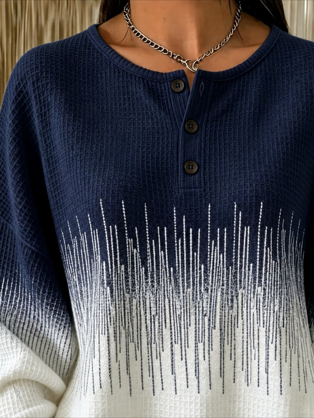 Abstract Henley Collar Casual Spring/Fall Long Sleeve Sweatshirt
