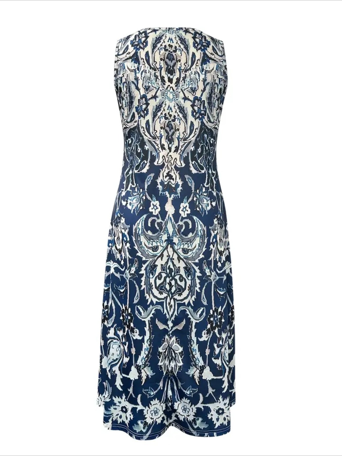 Boho-Chic Vintage Style Floral Print Sleeveless Dress