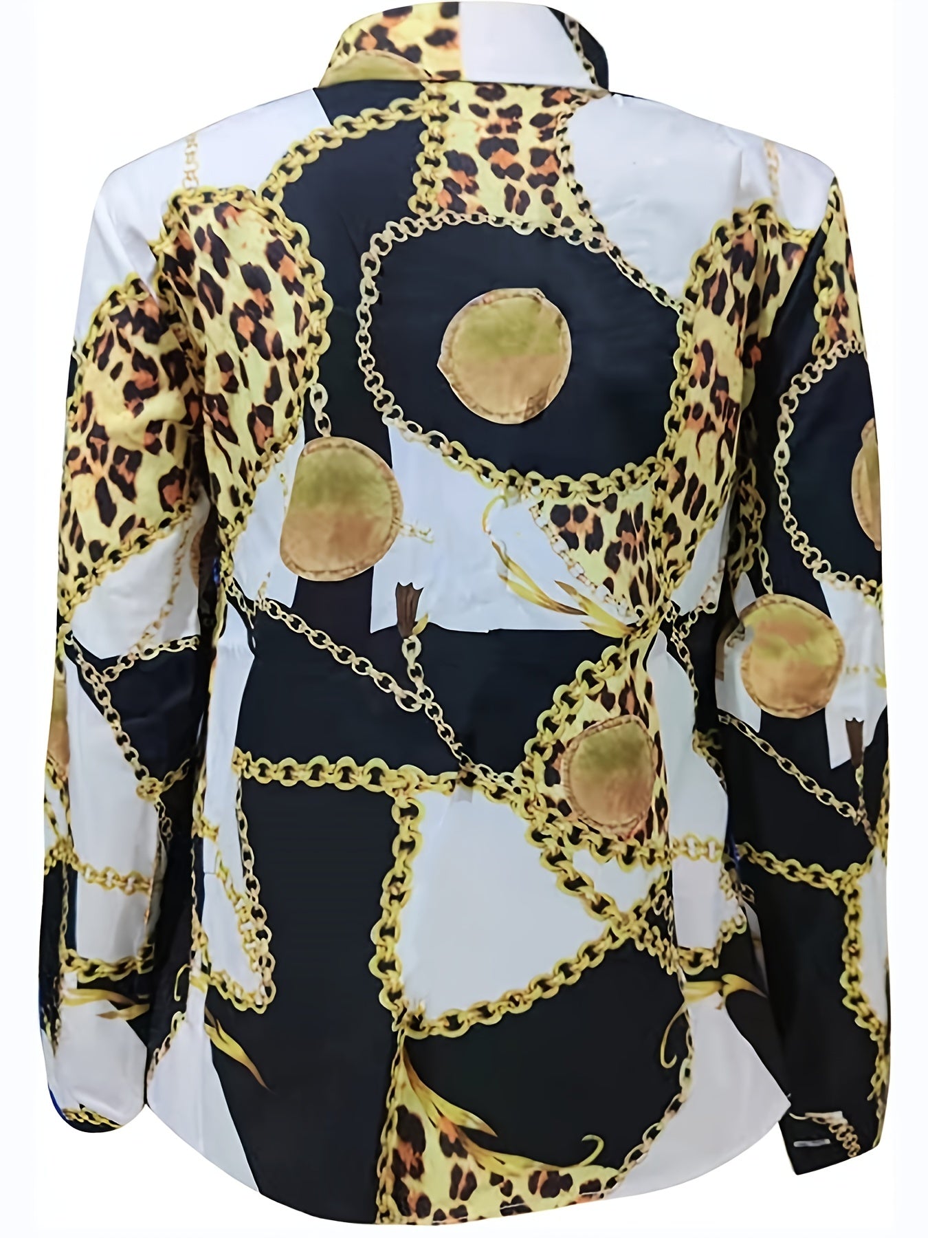 Women's Blouse V-neck Print Button Long Sleeve Loose Fall Blouse