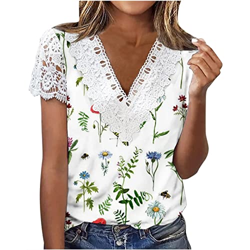 Short Sleeve Loose Flower Graphic T-Shirts