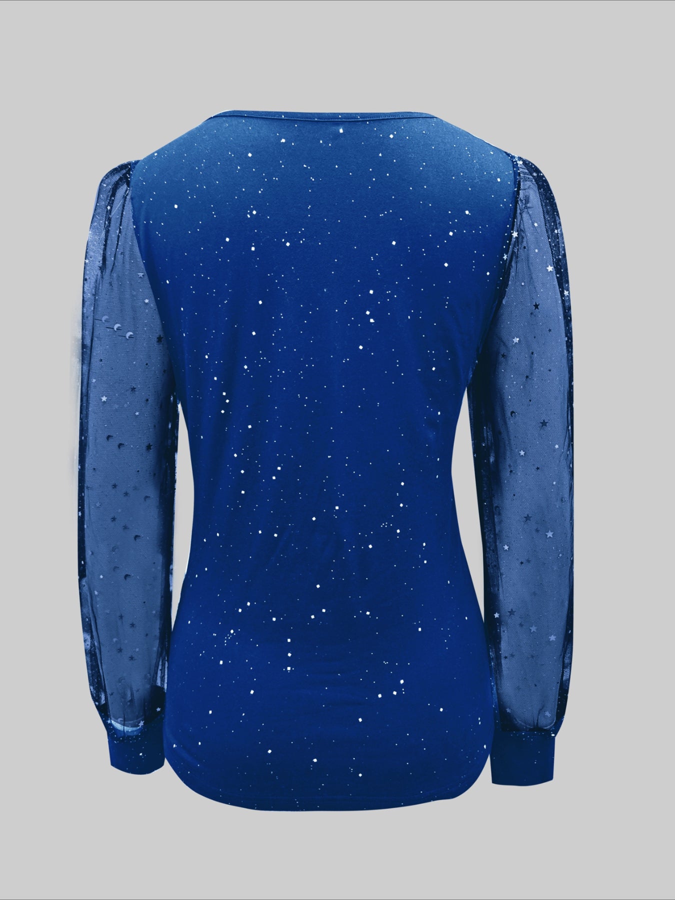 Sexy V-Neck Sequin Mesh Splicing Long Sleeve T-Shirt Casual Party Top