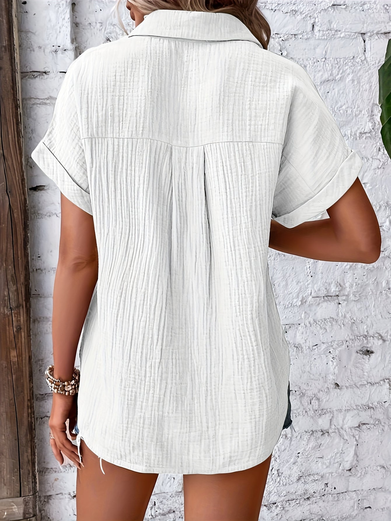 Women's Casual Short Sleeve Button Front Lapel Shirt - Comfortable and Stylish Top for Everyday Wear
