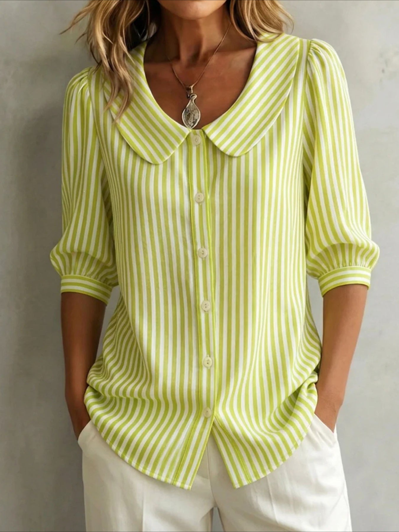 Short Sleeve Striped V-Neck T-Shirt
