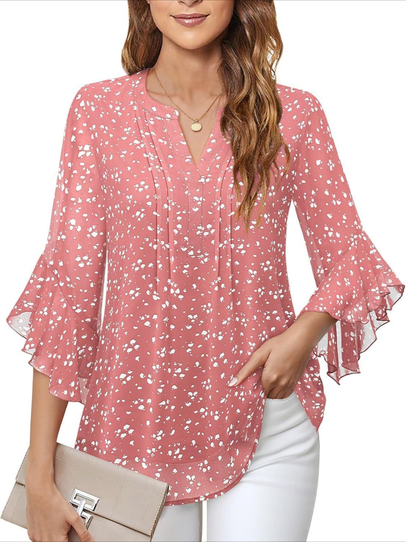 3/4 Sleeve Casual Business Solid Color Chiffon Shirts