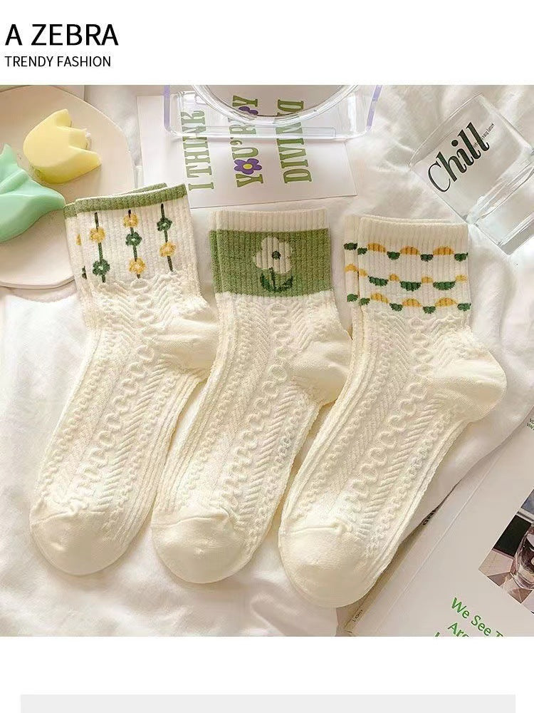 Free Gift Retro Floral Socks , Texture Solid Socks
