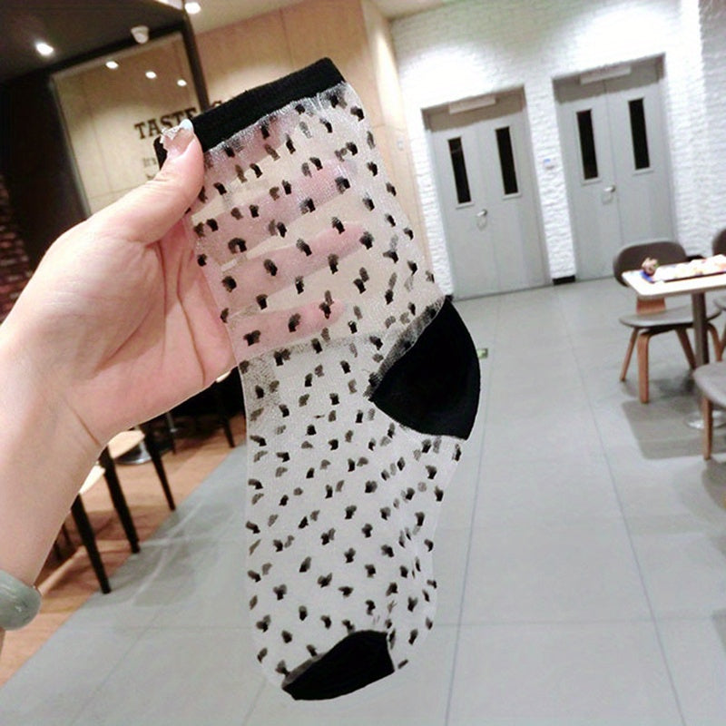 5 Pairs Sheer Mesh Socks, Lightweight & Breathable Mid Tube Socks