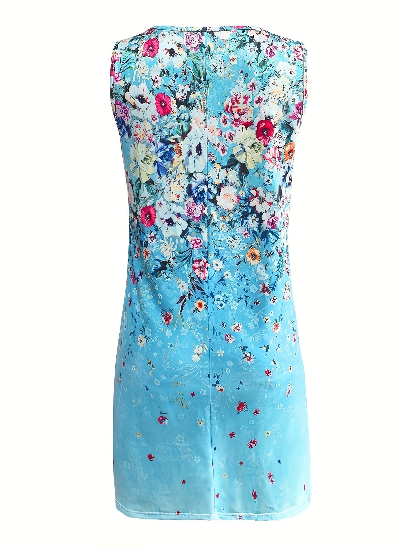 Women's Summer Floral Print Sleeveless V-Neck Dress