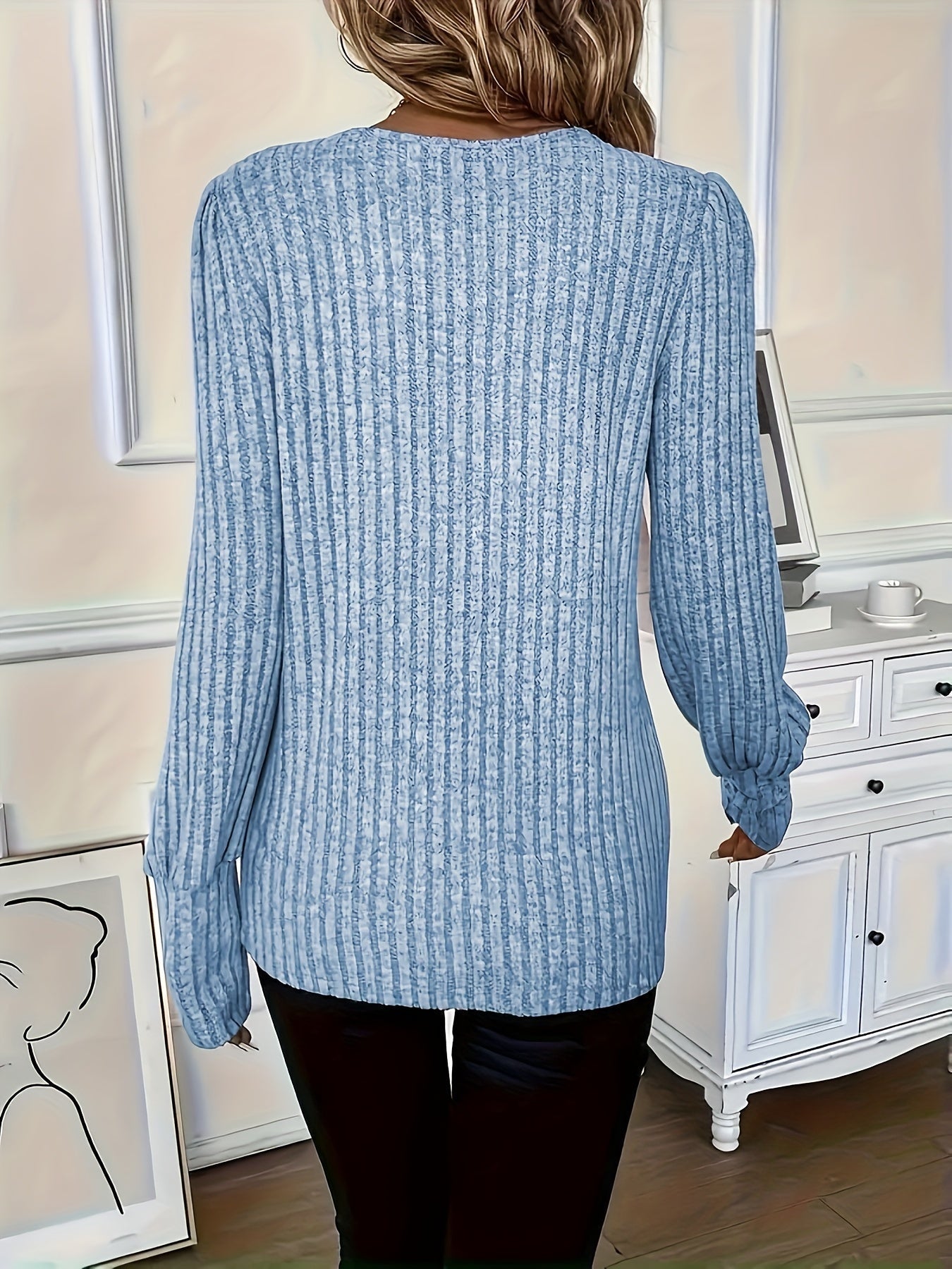 Lace Splicing Crew Neck T-shirt, Versatile Long Sleeve Cross Front Top