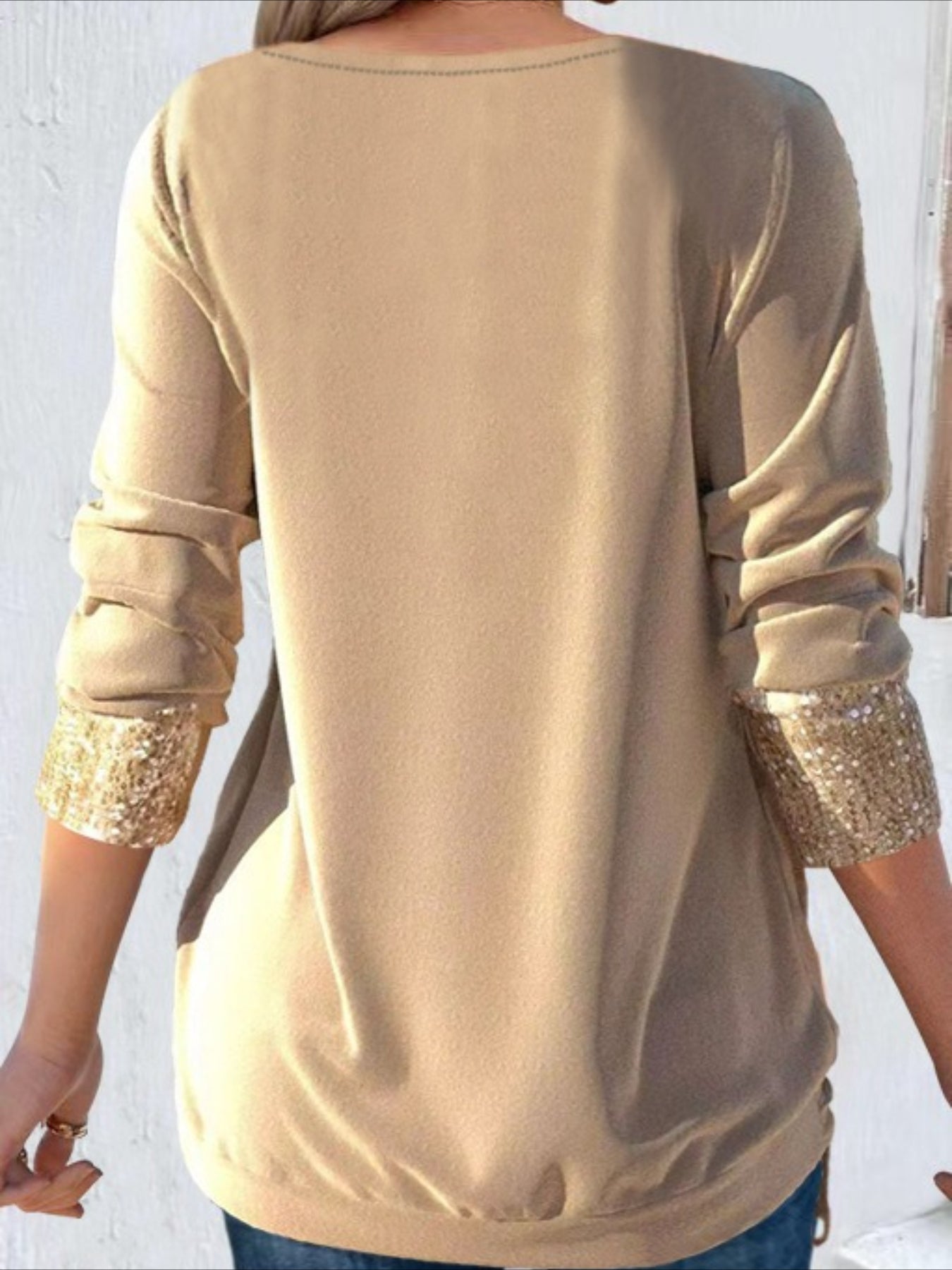 Fake Two-piece Vintage Plain U-Neck Long Sleeve T-shirt