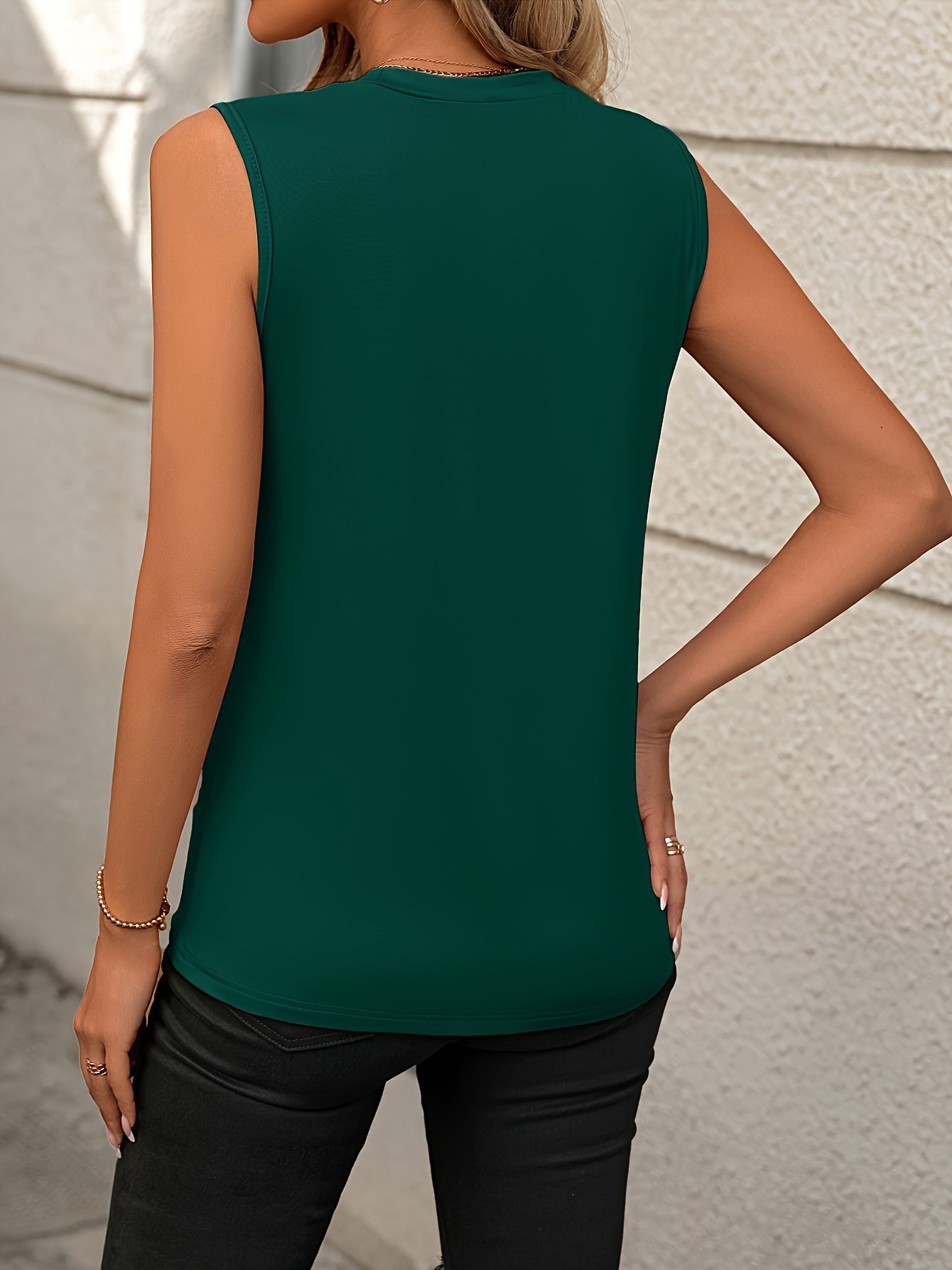 Solid Crew Neck Tank Top, Casual Sleeveless Top