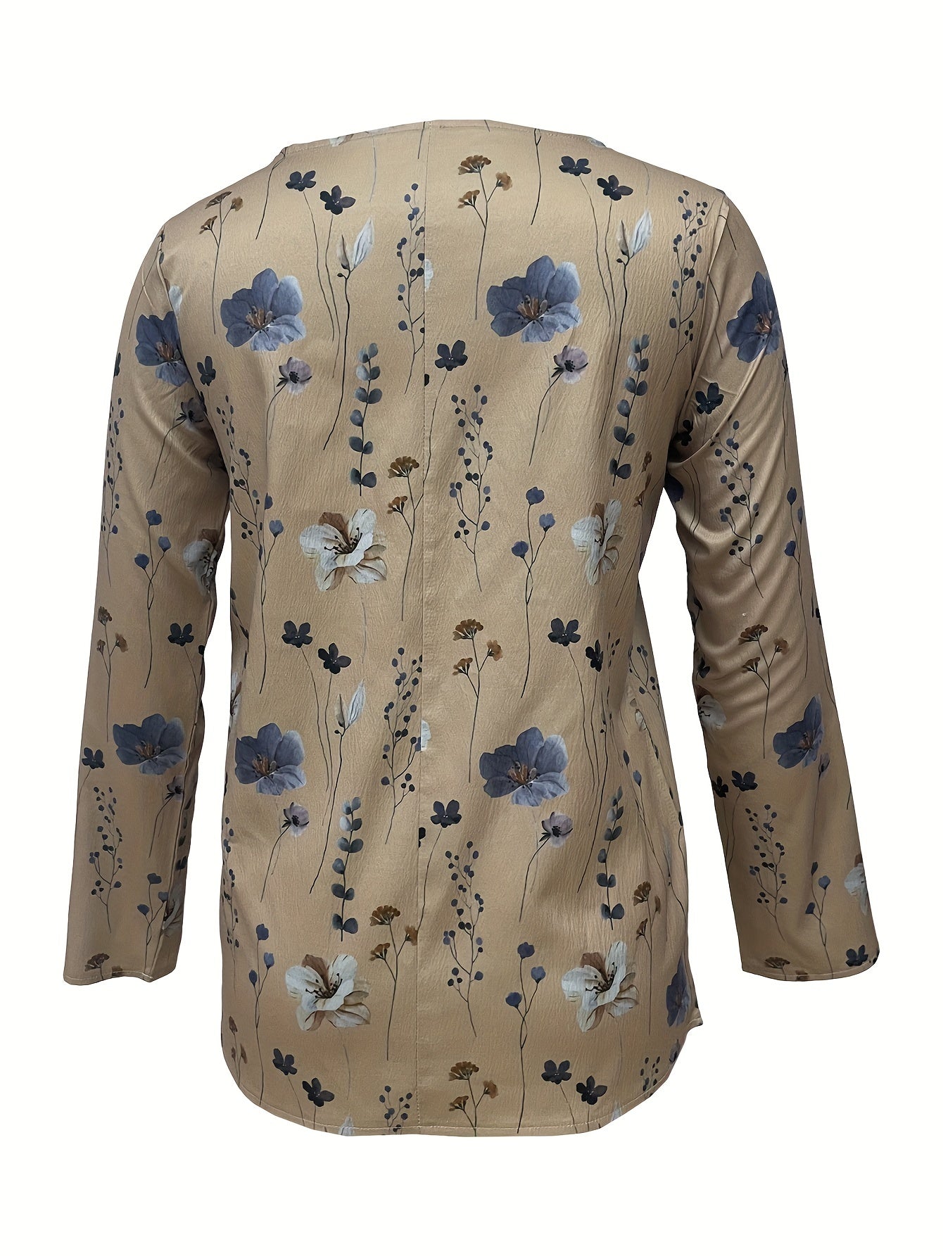 Women's Floral Print Button Up Half Sleeve V Neck Top