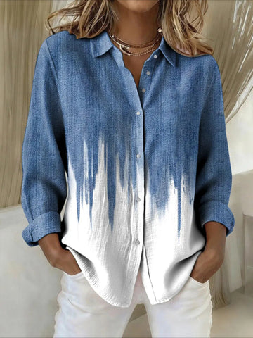 Abstract Shirt Collar Long Sleeve Plain Regular Micro-Elasticity Regular Fit Shirt