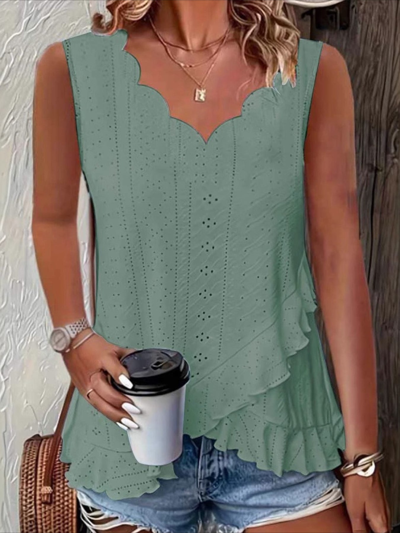 Plain Daily Casual Sleeveless V Neck Regular Tank Top